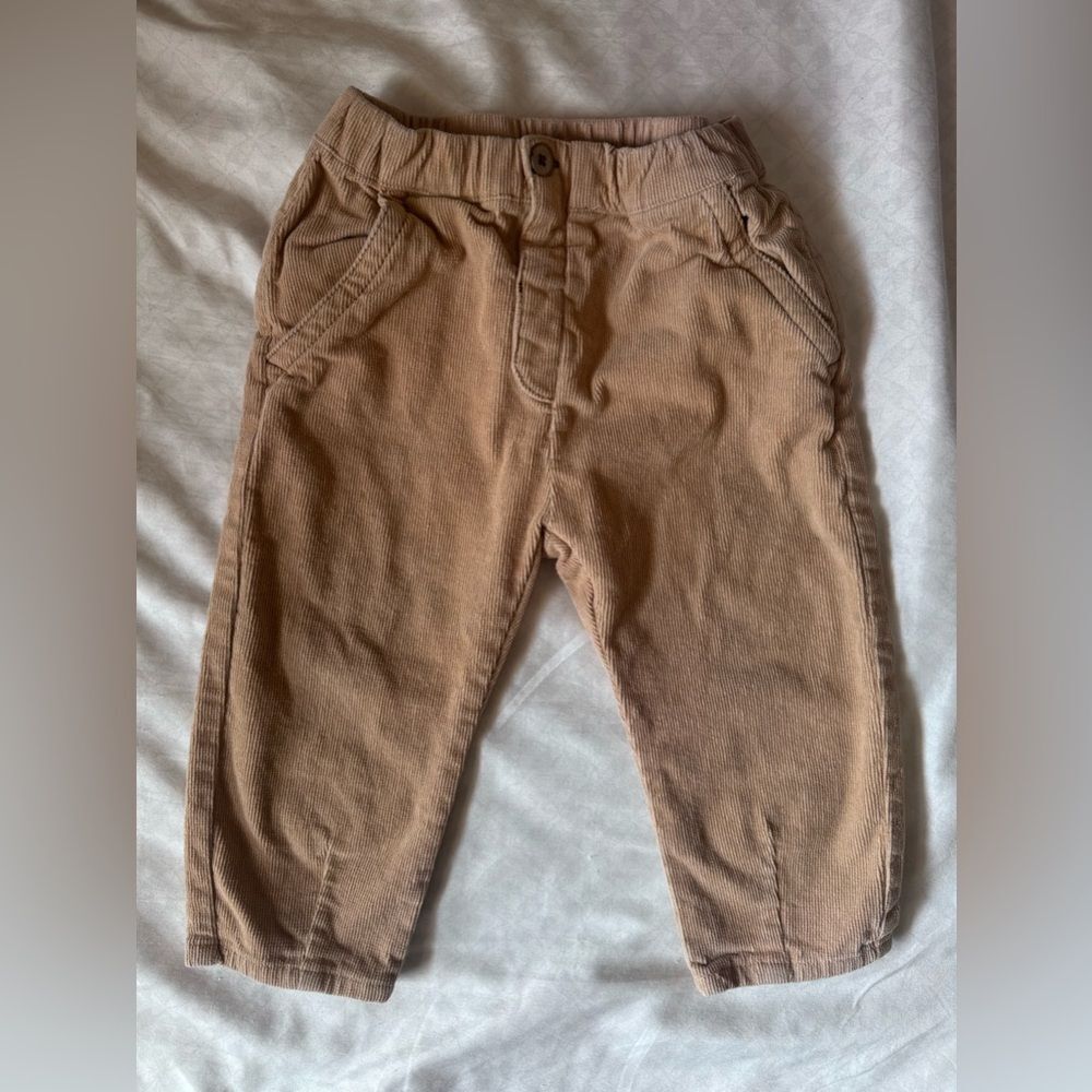 Zara toddler tan corduroy pants with elastic waistband size 18-24 months